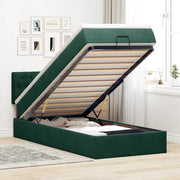 Pouf Letto con Materasso e LED Verde Scuro 80x200cm in Velluto 3312659