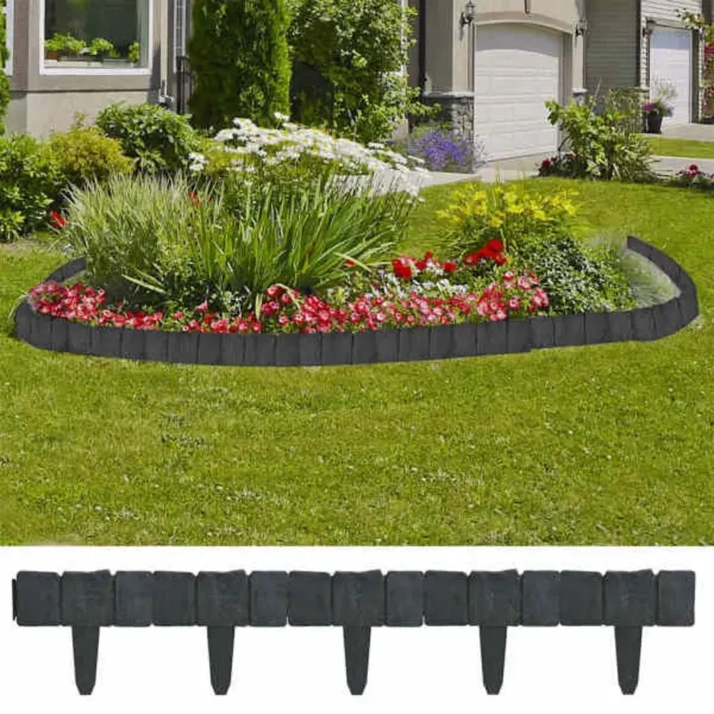 Recinzione Giardino/Prato in Plastica 41 pz Aspetto Pietra 10 m CFW2001994