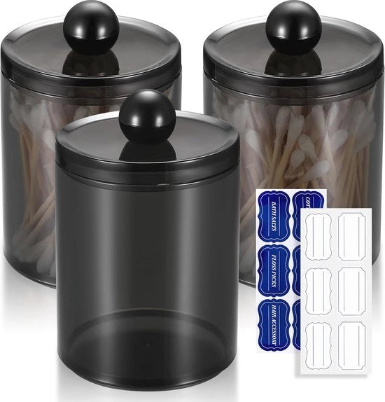 Set di Organizzazione per la Cosmesi - 3 Pezzi di Supporti per Bambù - Bambù Nero per la Camera da Bagno