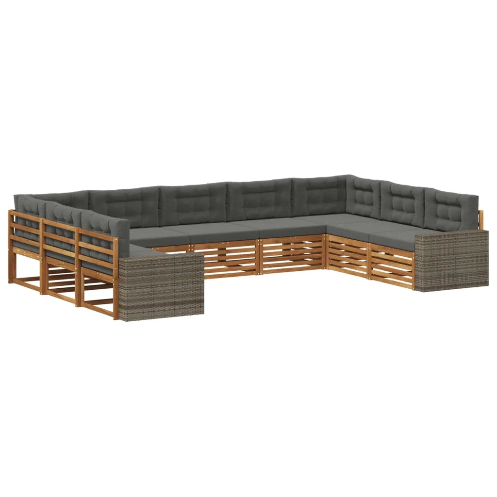 Set di divani da esterno con cuscino 9 pcs Naturale e Antracite 3383850