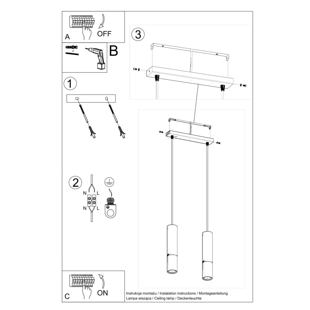 Lampada da soffitto moderna LOOPEZ 2x GU10 LED Max 10W Acciaio cromato nero
