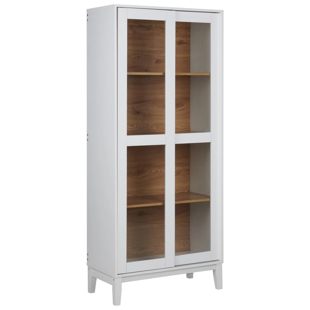 Mobiletto decorativo con vetrina in vetro bianco soggiorno stile elegante