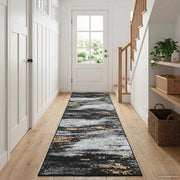 Runner Tappeto LESAKA Nero e Oro 80 x 450 cm Velluto diamante 42045302