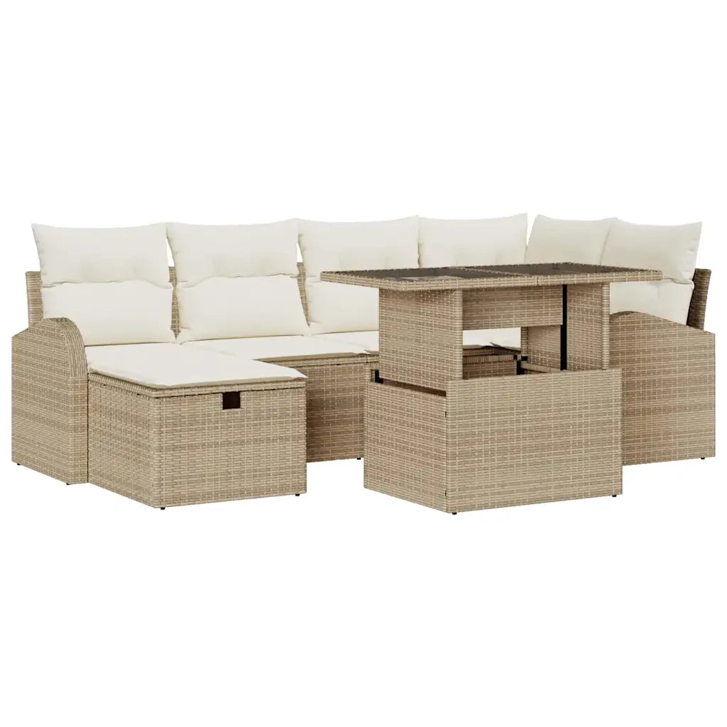 Set Divano da Giardino con cuscino 7 pcs Beige Poly Rattan 3361090
