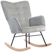 Poltrona a Dondolo in Legno e Tessuto ¨C Minimal ¨C Grigio Chiaro