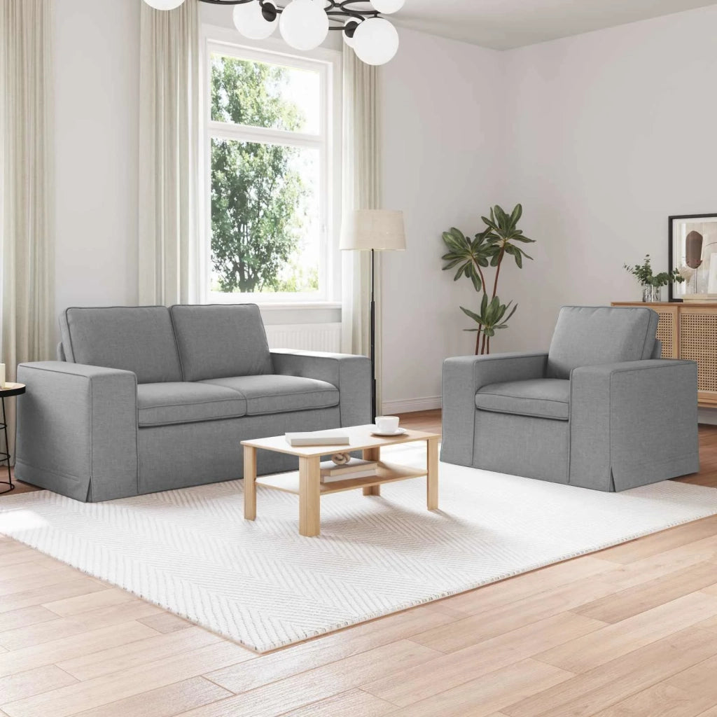 Set di divani 2 pcs Grigio chiaro 162 x 80 x 82 cm Tessuto 3407500