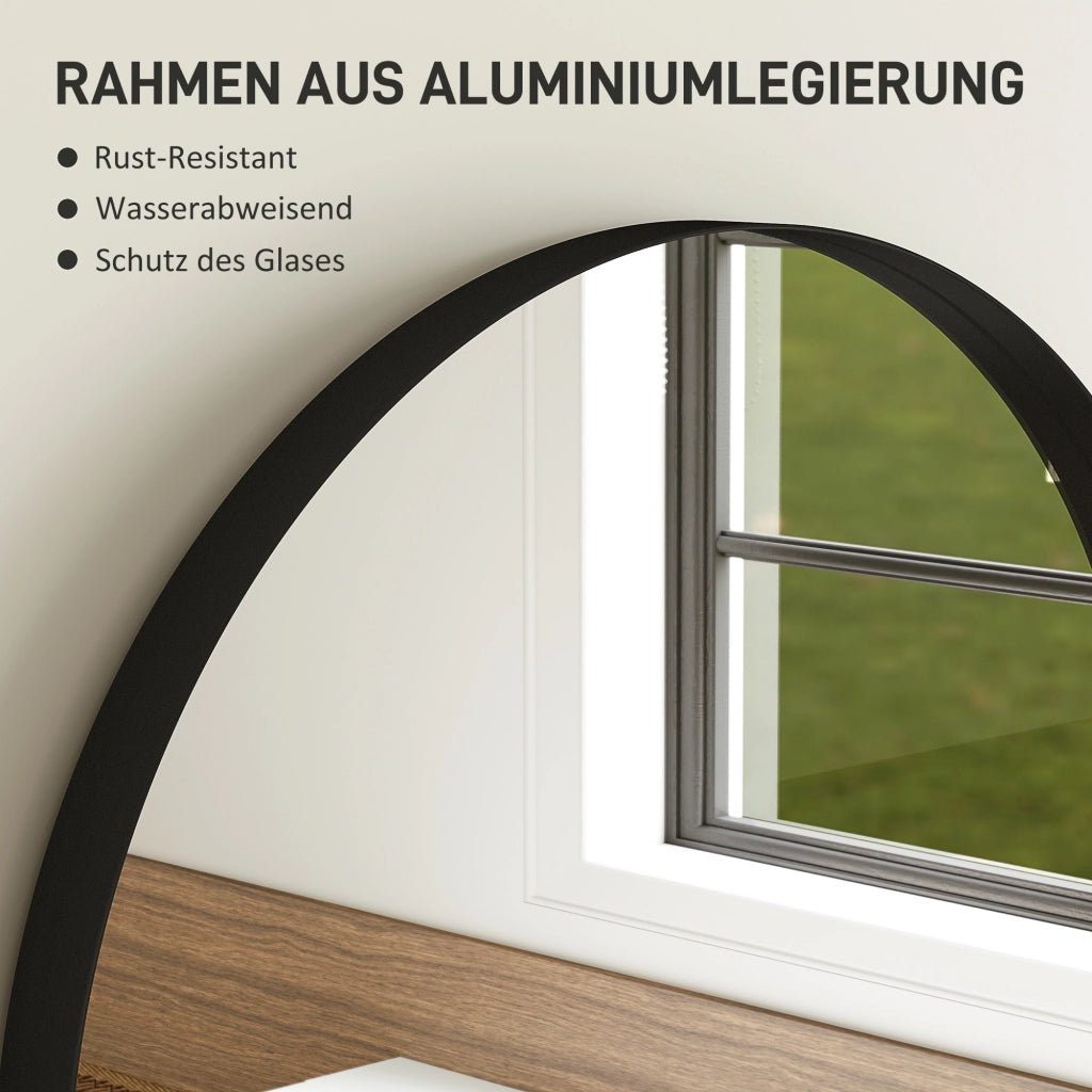 Specchio da Bagno Curvo ¨C Zephmum ¨C Nero, Cornice Alluminio, 50x70 cm