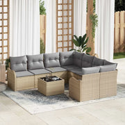 Set Divano da Giardino con cuscino 9 pcs Beige polyrattan 3345640