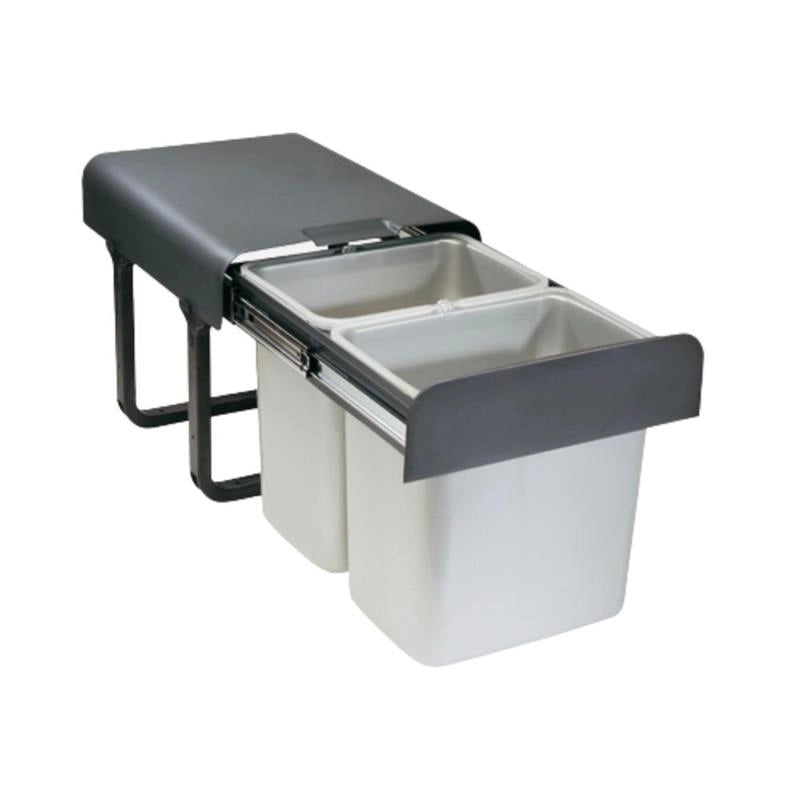 PATTUMIERA ESTRAIBILE CON 2 SECCHI DA 16 LITRI MAX 50 KG GUIDE IN ACCIAIO COPERCHIO ESTRAIBILE E LAVABILE 35,5X36,5X47,3 CM