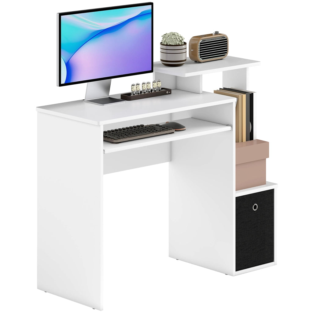 Scrivania per computer con scaffali e cassetto ¨C Zephmum ¨C Nero e bianco 90x50x75