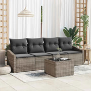 Set di divani con cuscino con cuscino 5 pcs Grigio polyrattan