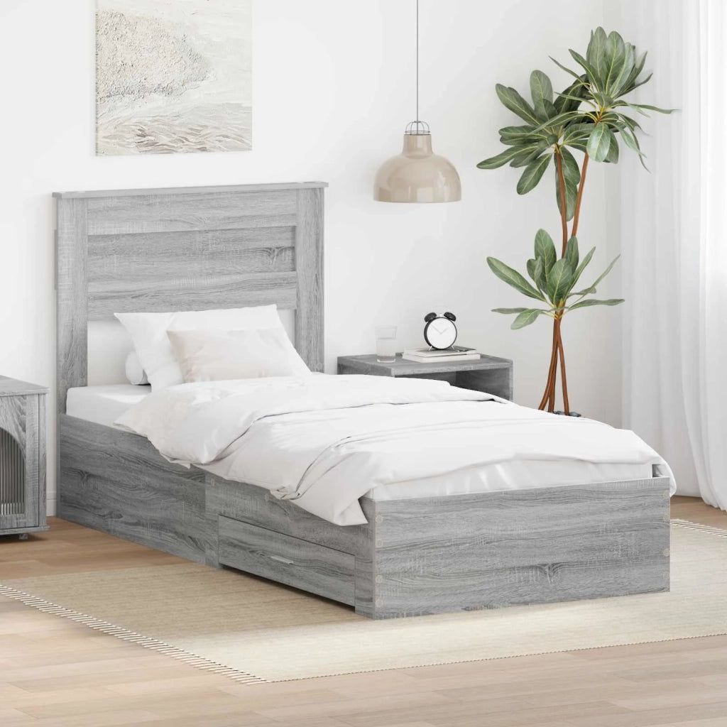 Struttura del letto Grigio Sonoma e Argento 75 x 190 cm