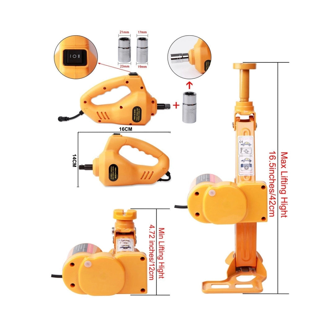 Trade Shop - Crick Elettrico Sollevatore Pantografo Auto 3 Ton 12v Avvitatore Impatto Bussole -