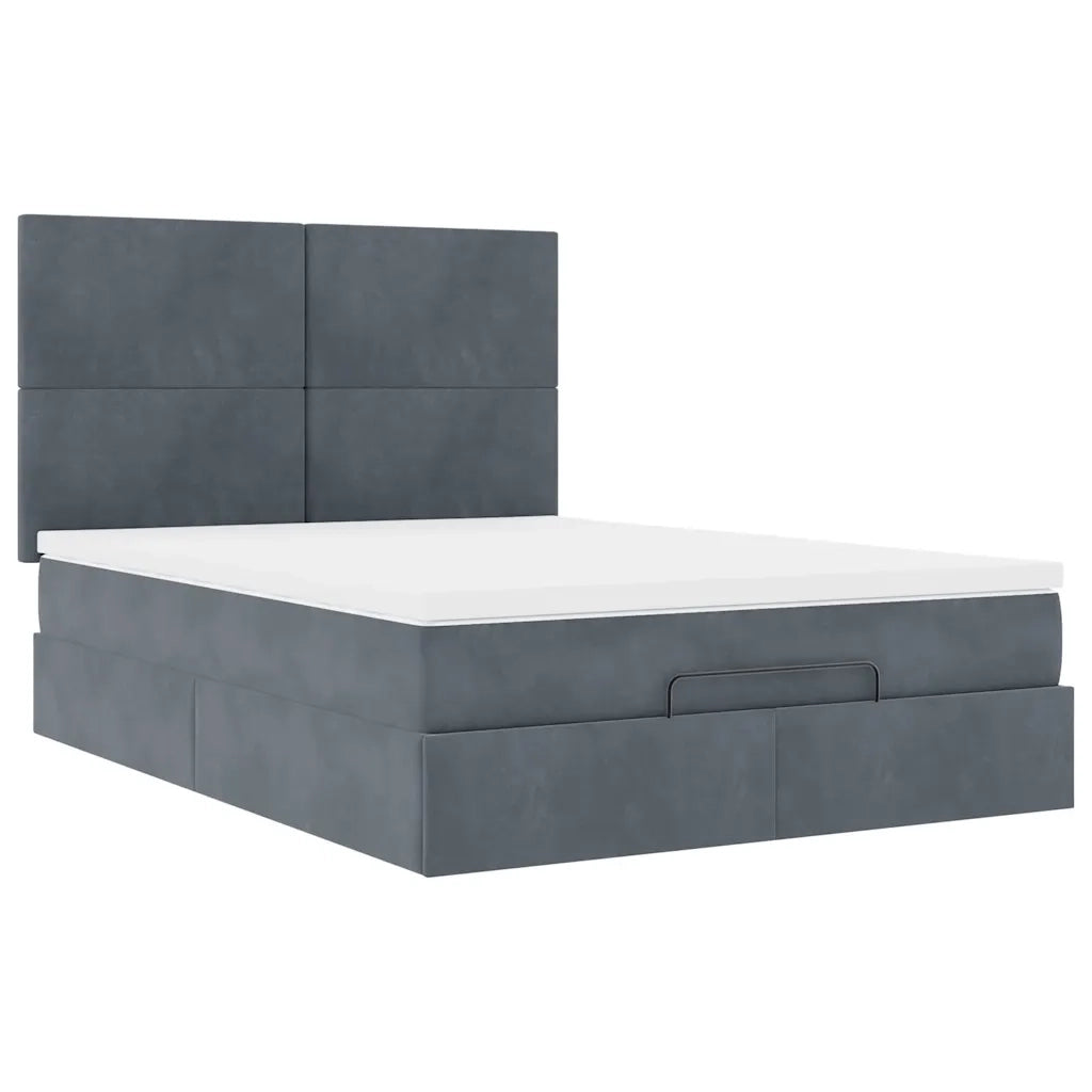 Struttura Letto Pouf con Materassi 140x190 cm Velluto 3314247