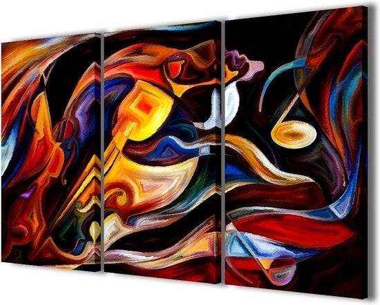 Dipinto Astratto 005 - Tela Astratta Moderna 3 Pannelli - Con Cornice e Pronto da Appendere - 90 x 60 cm