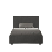BS COM Letto una piazza e mezza con rete imbottito 120x200 microfibra grigio