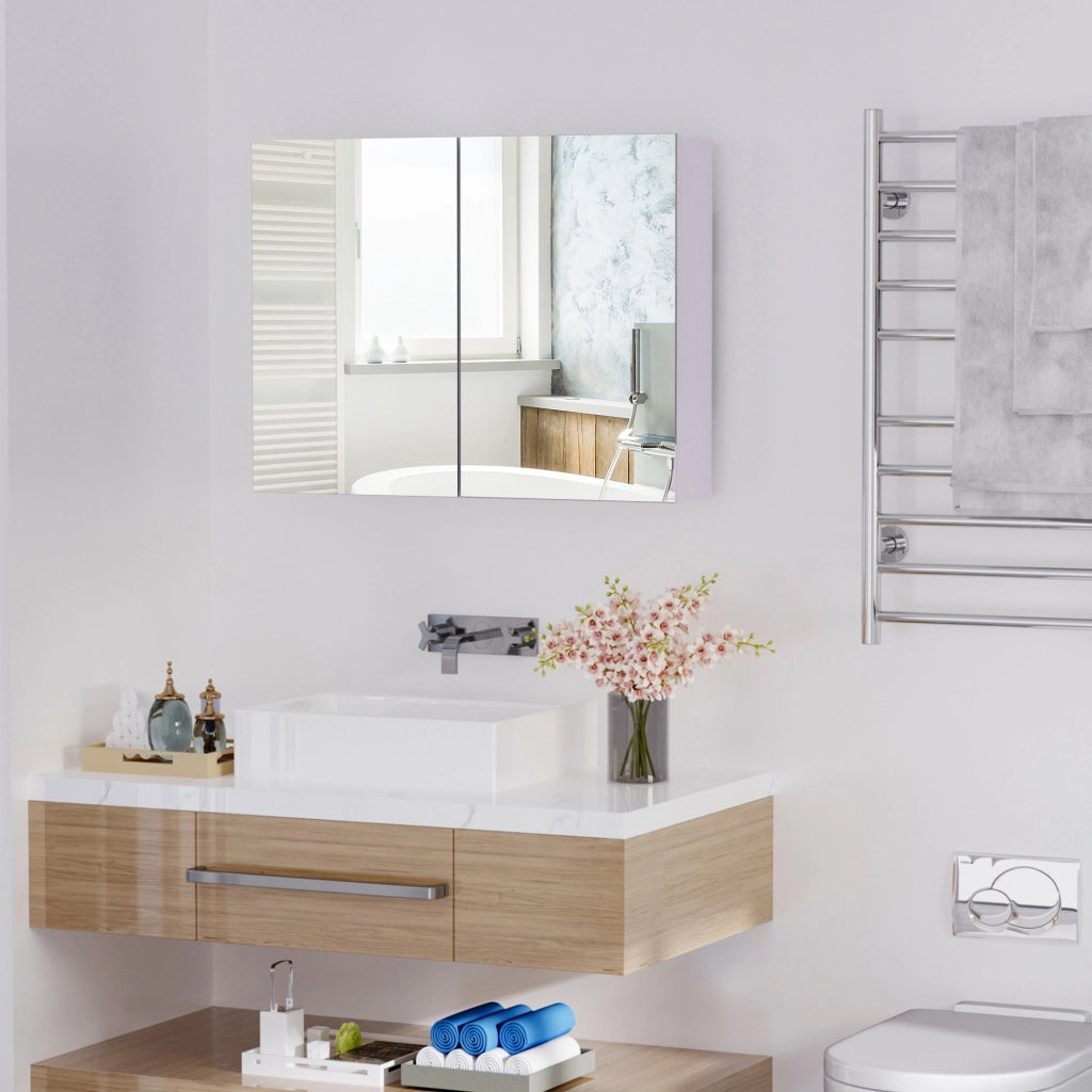 Armadio Bagno con Specchio ¨C Minimal ¨C Lilla Chiaro 80x15x60 cm