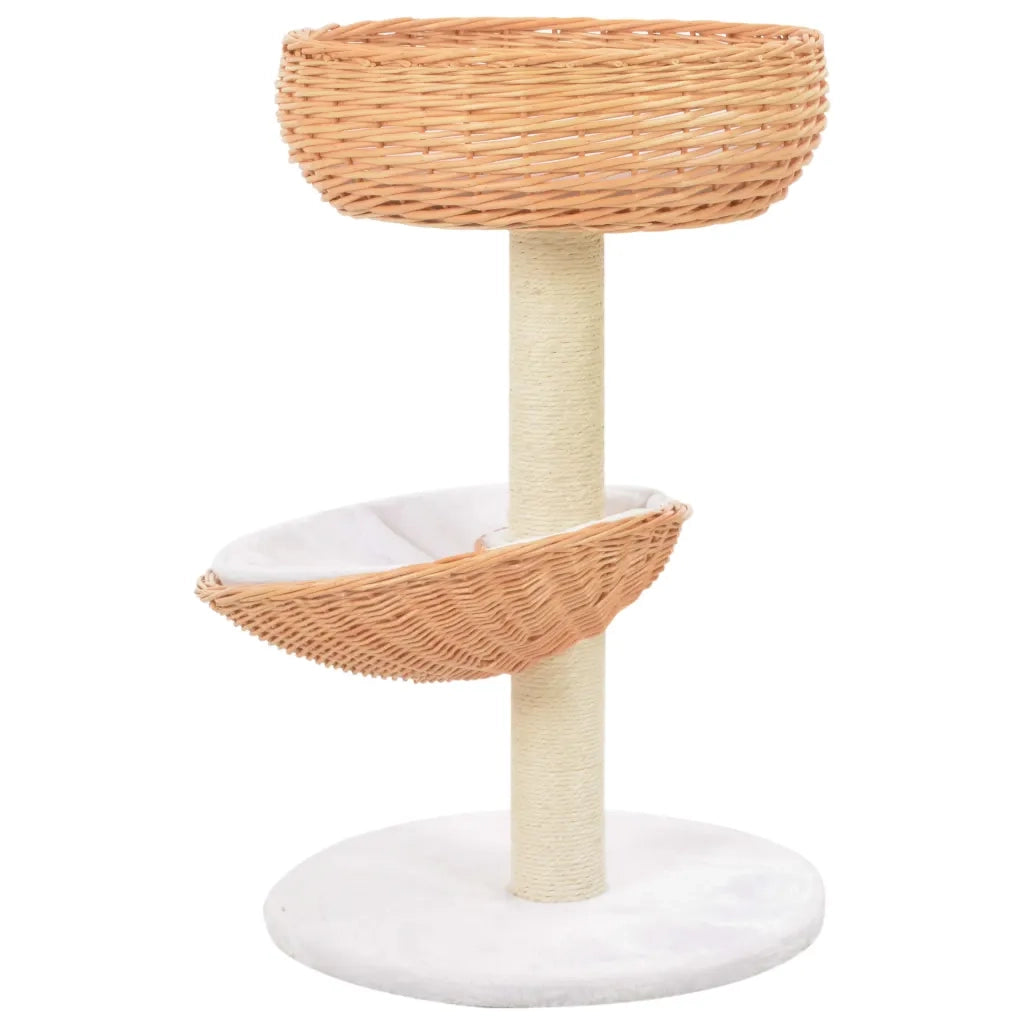 Albero per Gatti con Tiragraffi in Legno di Salice Naturale CFW4022802