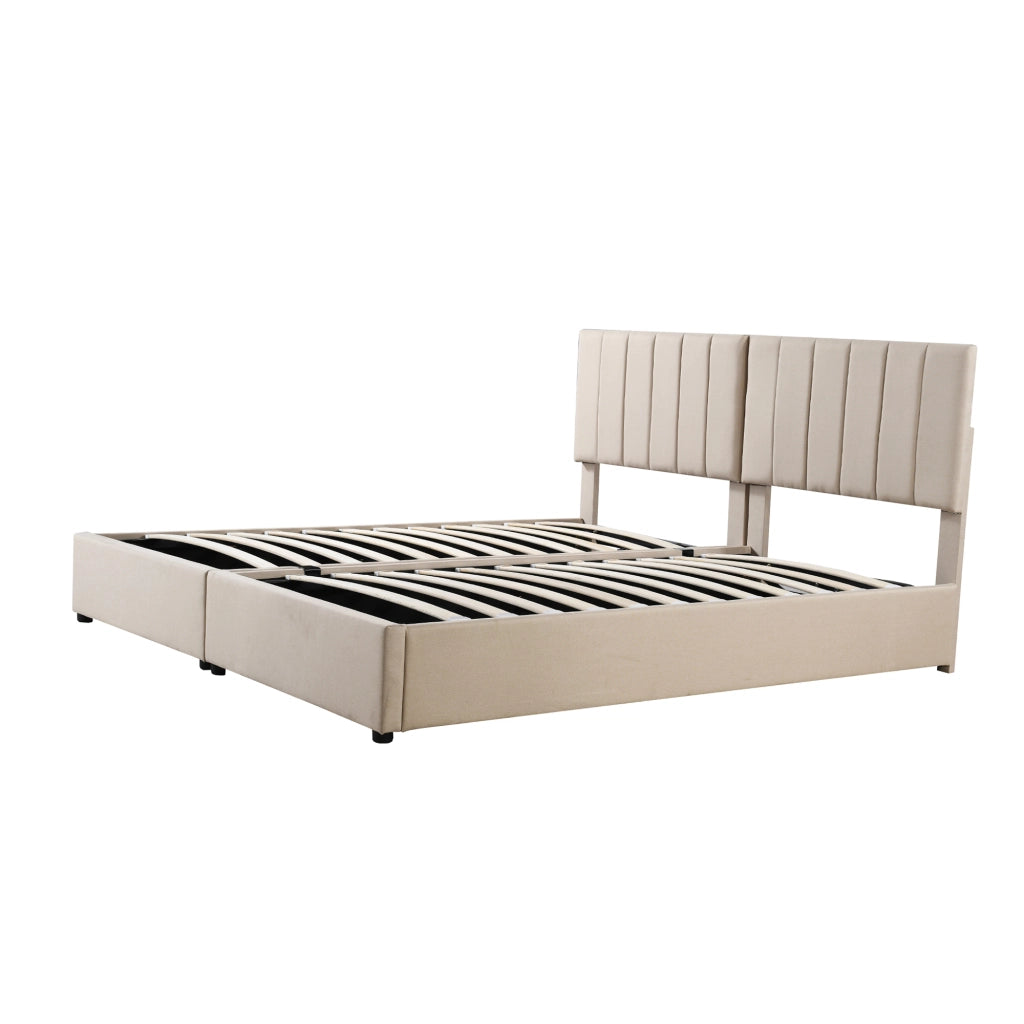 LETTO Imbottito Contenitore Idraulico 180x200 cm Beige