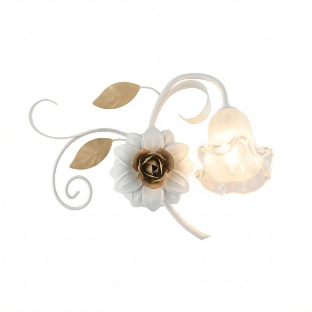 Applique Arte Povera Cesto Metallo Bianco E Oro 1 Luce E14