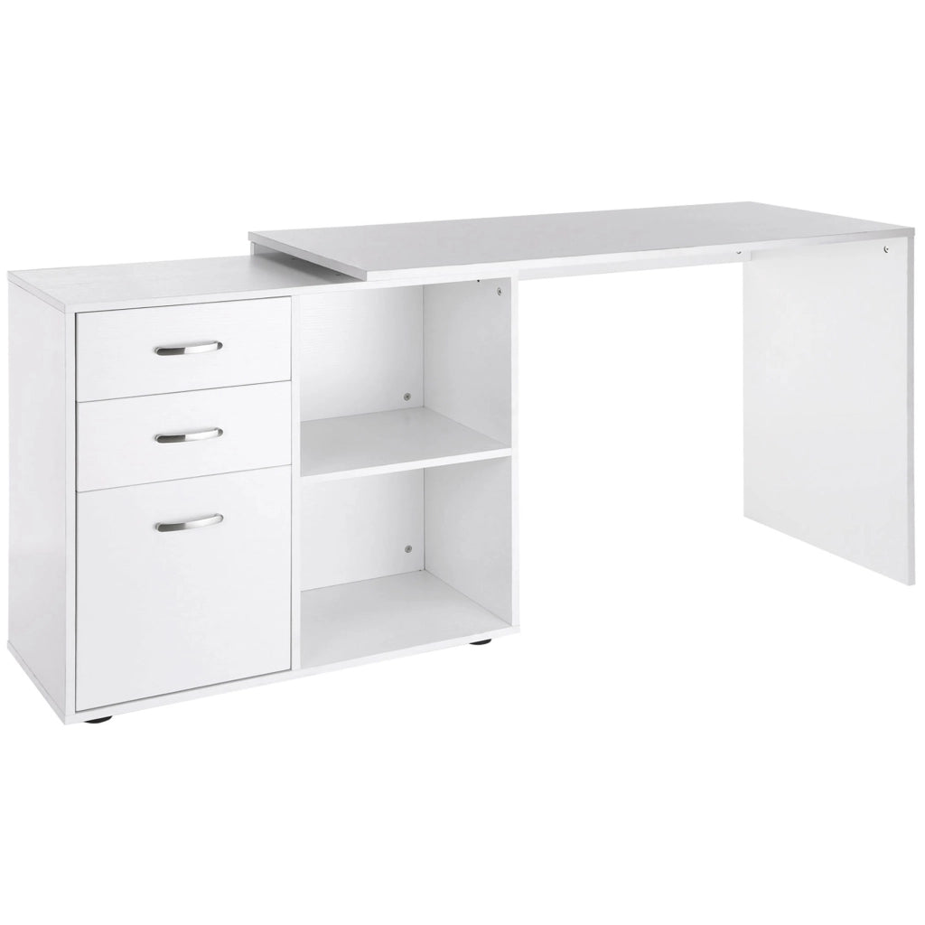 Scrivania angolare con cassetti e ripiani ¨C zephmum ¨C MDF bianco