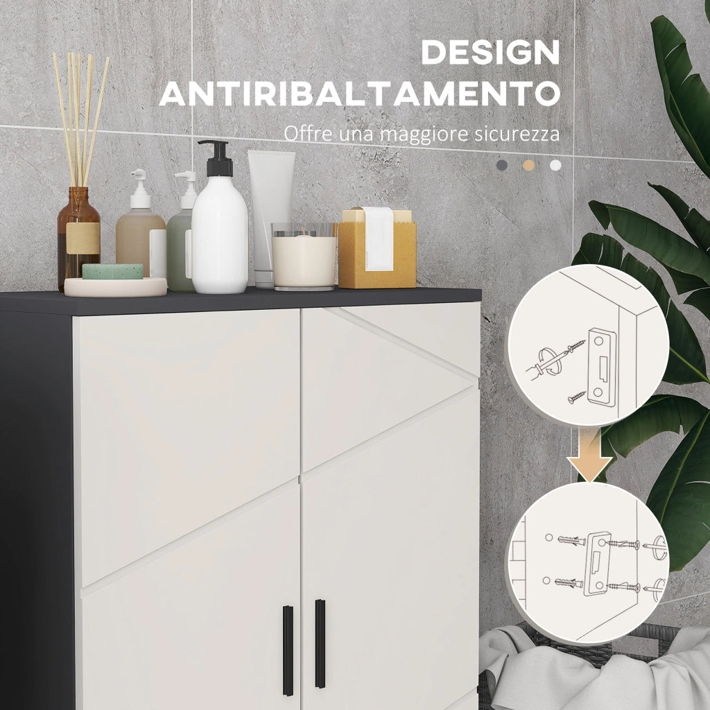 Mobile Bagno con Ante e Ripiani ¨C Zephmum ¨C Grigio 60x30x82