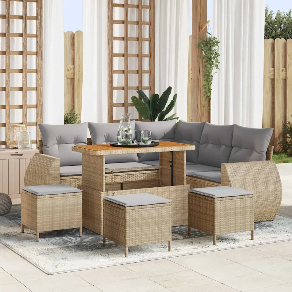 Set Divano da Giardino 9 pcs Beige polyrattan 3361882