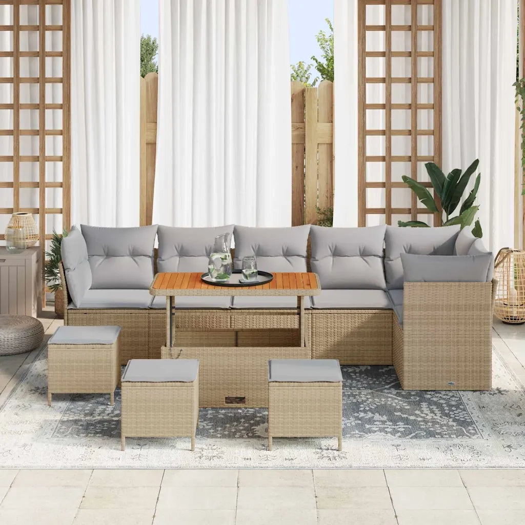 Set Divano da Giardino 10 pcs Beige polyrattan 3361512