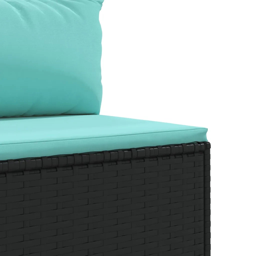 Set Divani da Giardino 5 pz con Cuscini Nero in Polyrattan