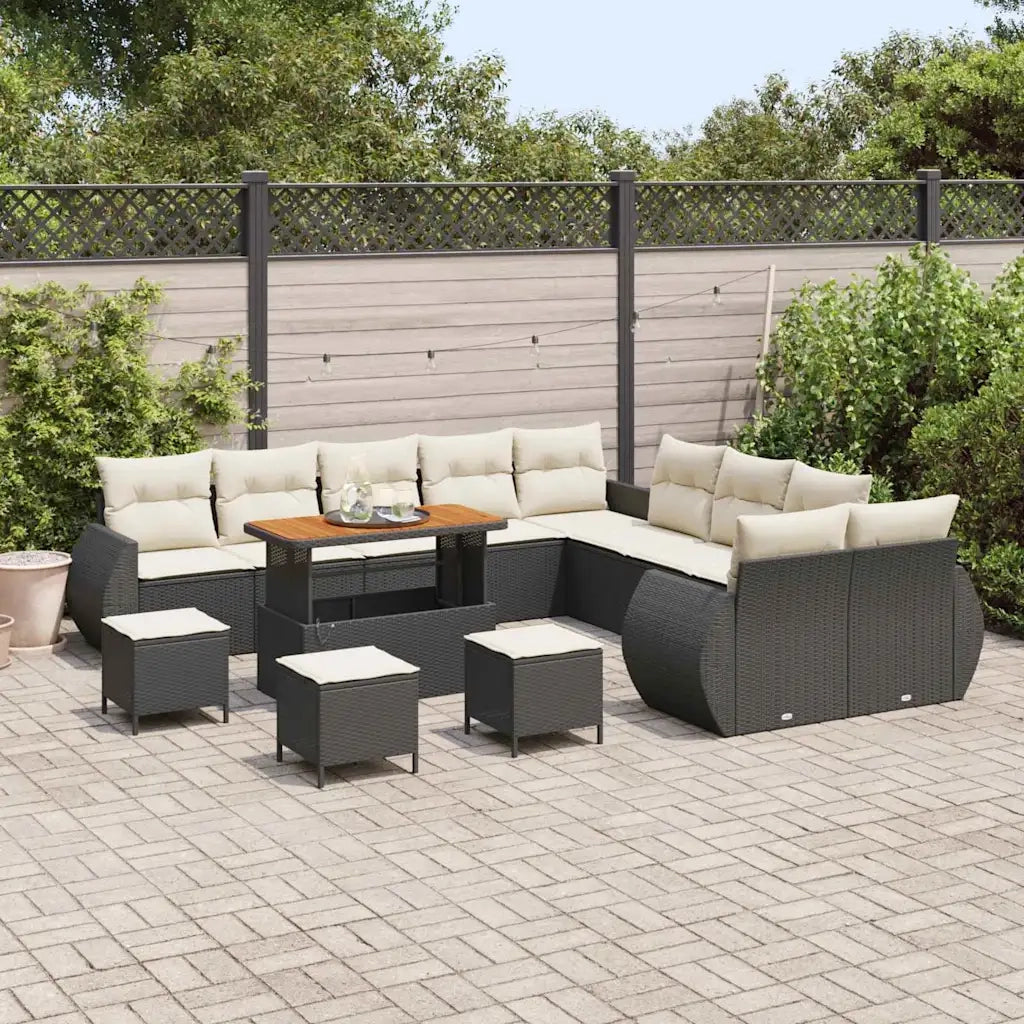 Set Divano da Giardino 14 pcs Nero polyrattan 3361940
