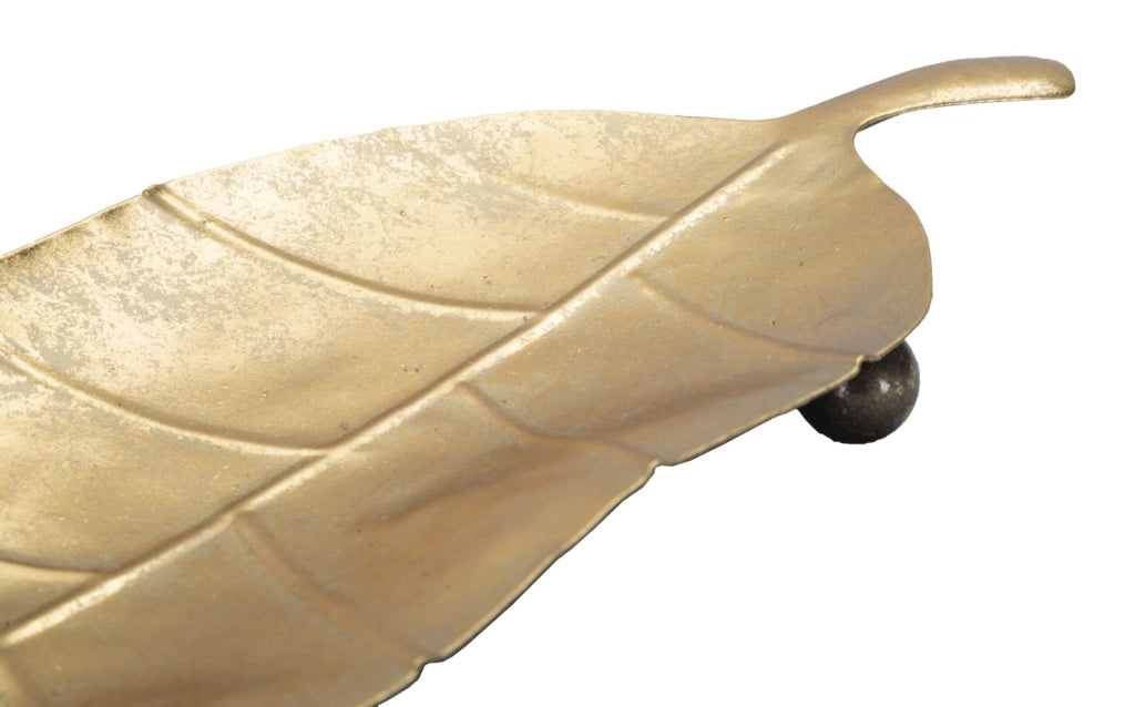 Svuota Tasche Foglia Long 38x3x11 cm in Ferro Oro