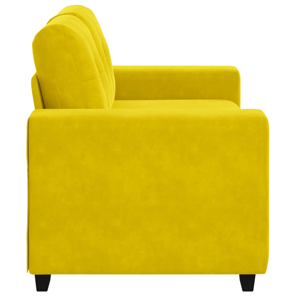 Divano a due posti con cuscino-Sofa 2 Posti Giallo Velluto