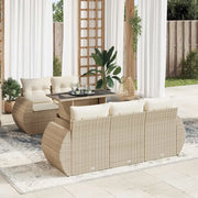 Set Divano da Giardino 6 pz con Cuscini Beige in Polyrattan 3326569