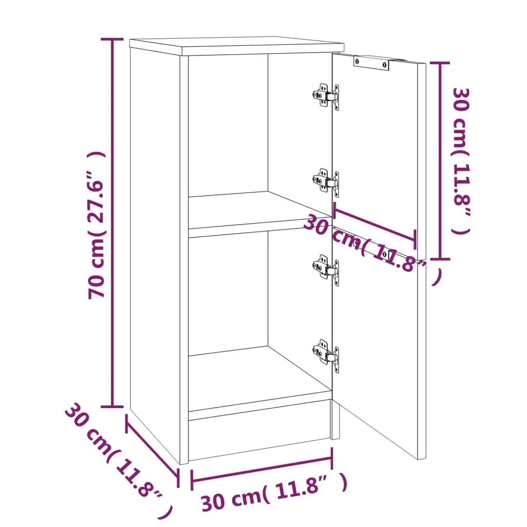Credenze 2 pz Bianco Lucido 30x30x70 cm in Legno Multistrato 811182