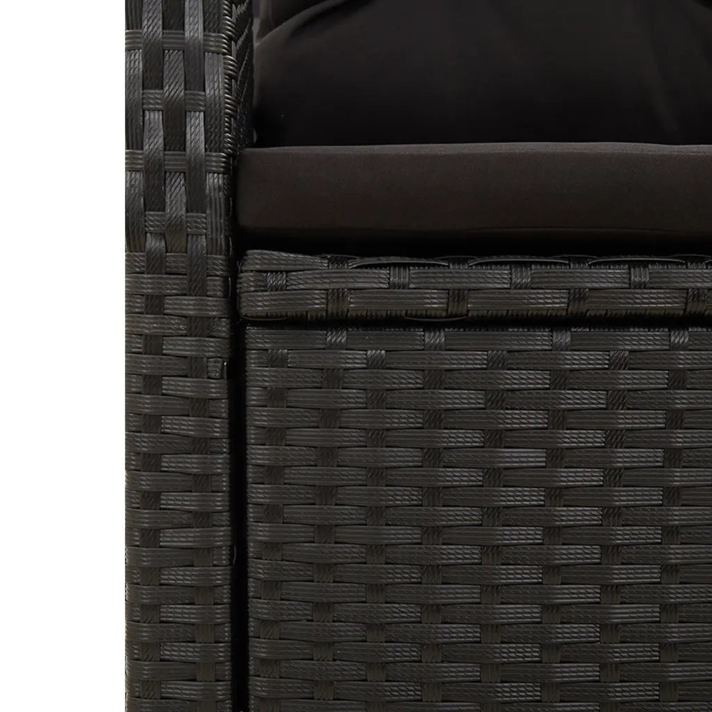 Set da Pranzo da Giardino 7 pz Nero con Cuscini in Polyrattan 3157602