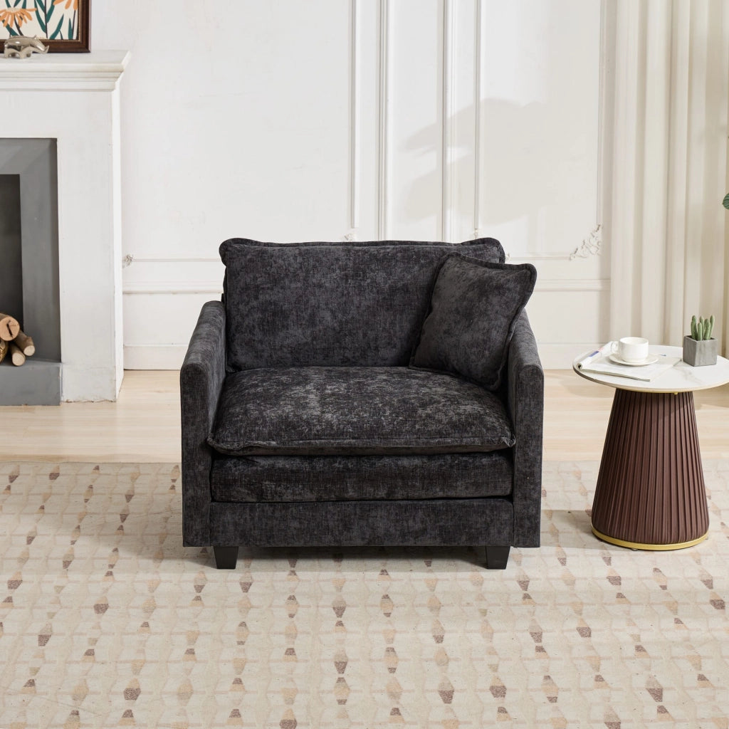 Poltrona Cloud ¨C MINIMAL ¨C Tessuto Chenille, Nero, Imbottita