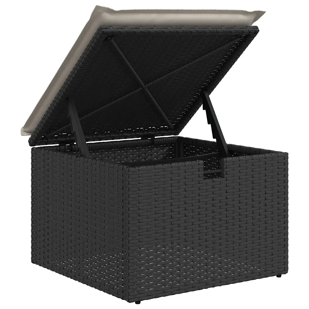 Set Divano da Giardino 6 pz con Cuscini Nero Polyrattan Acacia 3327966