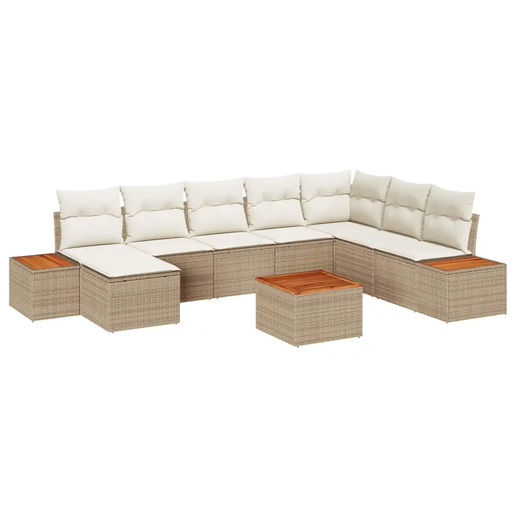 Set Divano da Giardino con cuscino 9 pcs Beige Poly Rattan 3348152