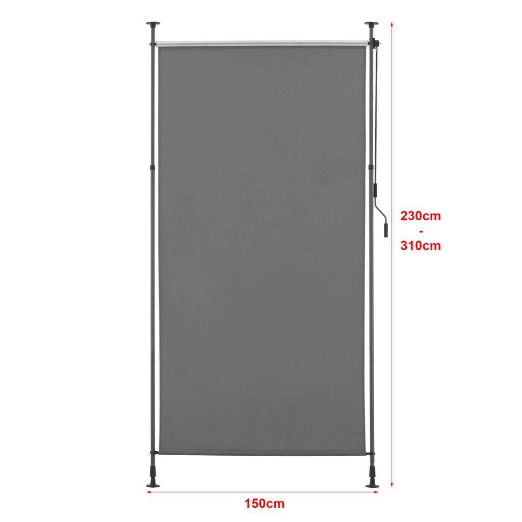 Schermo Verticale Cimarra da Balcone con Pali Telescopici Tenda Parasole Larga 150 cm Grigio Scuro pro.tec