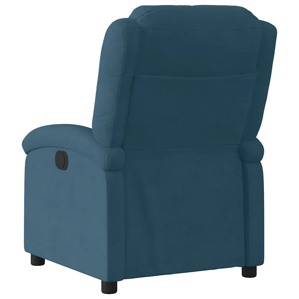 Poltrona | Sedia Relax Reclinabile Elettrica Blu in Velluto