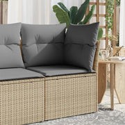 Divano Angolare da Giardino con Cuscini-Sofa da Giardino-Divanetto da esterno Beige in Polyrattan 689626