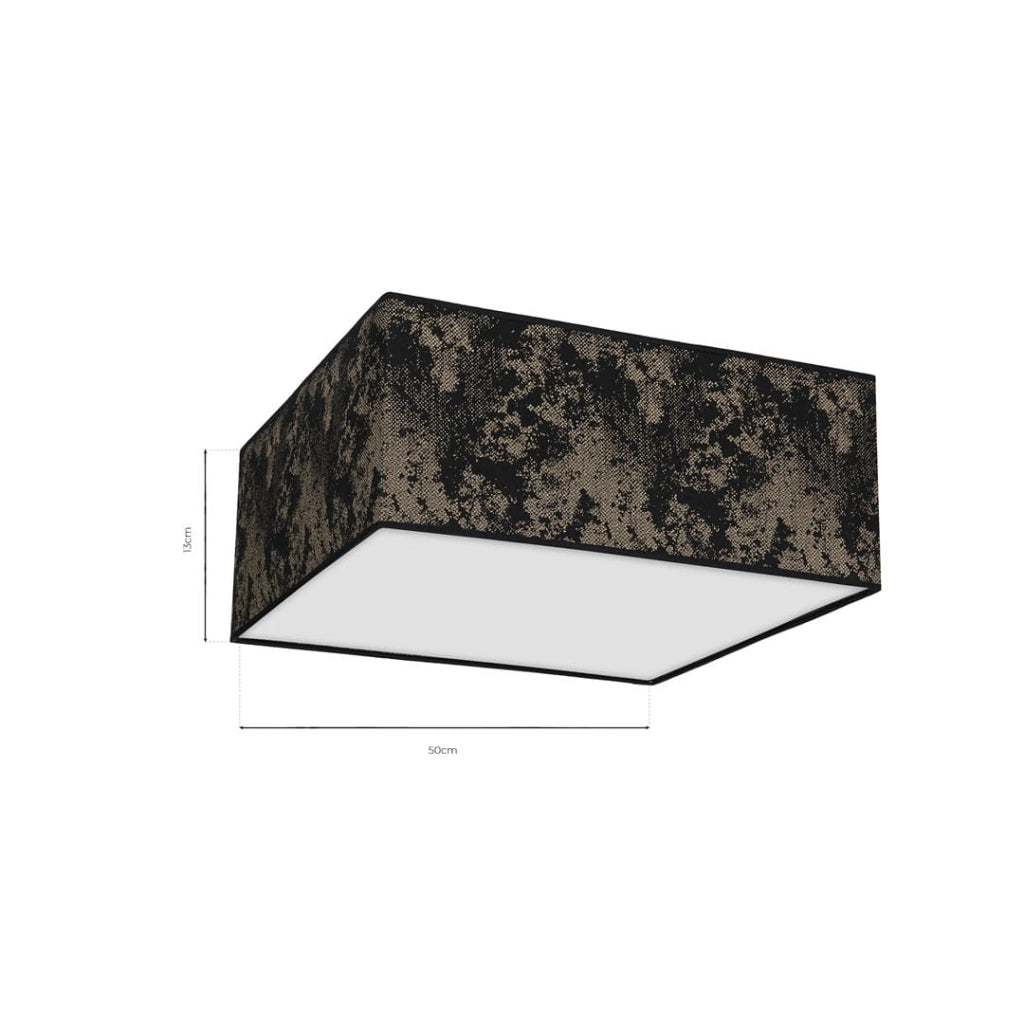 Plafoniera SATINO quadrata 3xE27 nera 50cm Milagro