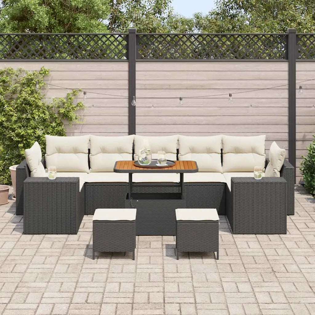 Set Divano da Giardino 10 pcs Nero polyrattan 3361990