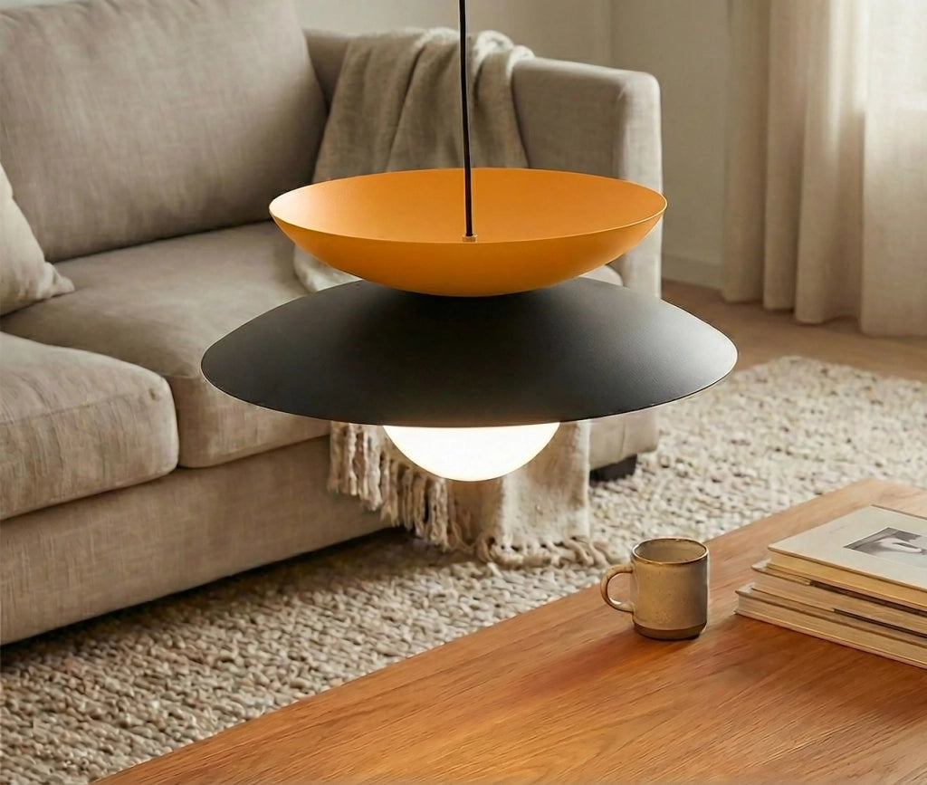 Lampada a sospensione NAGOYA Japandi nera arancio 1xG9
