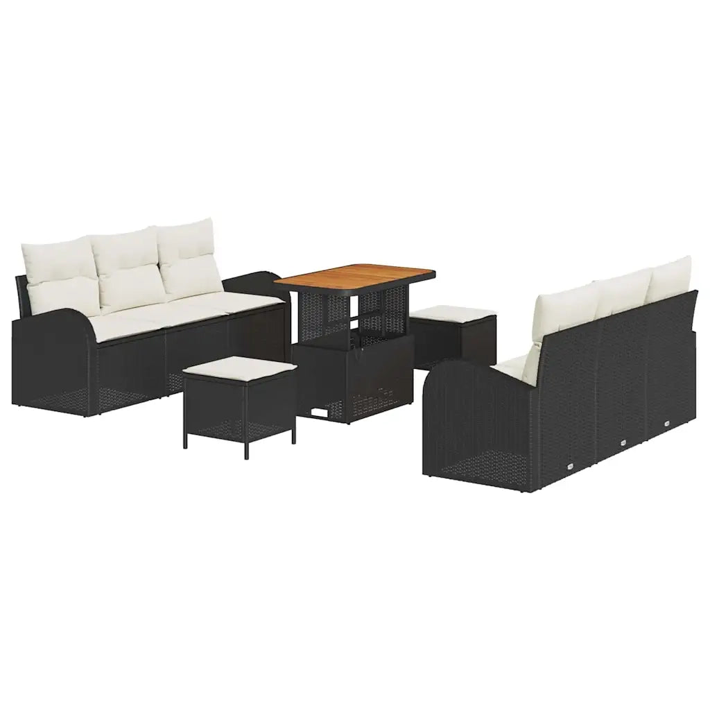 Set Divano da Giardino con cuscino 9 pcs Nero polyrattan 3362350