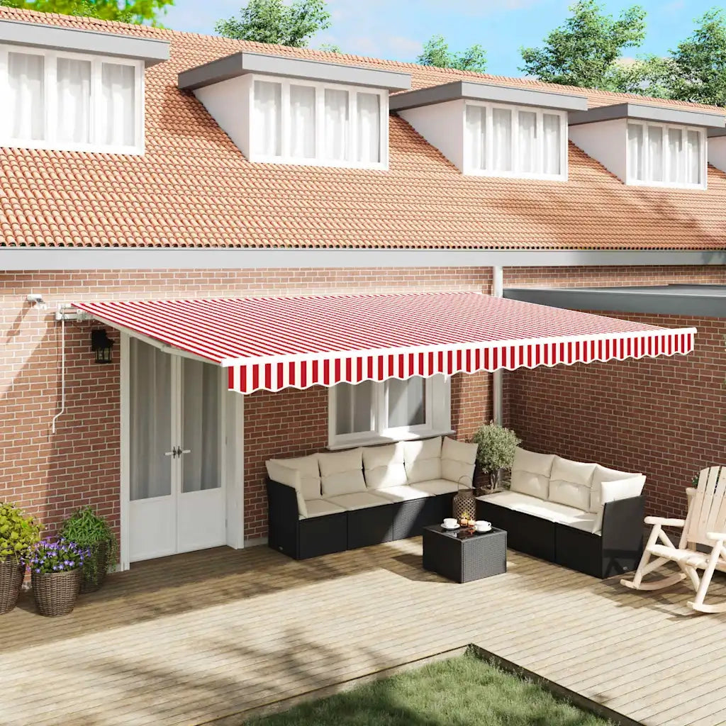 Tenda Retrattile Rosso e Bianco 500 × 300 cm 3331264