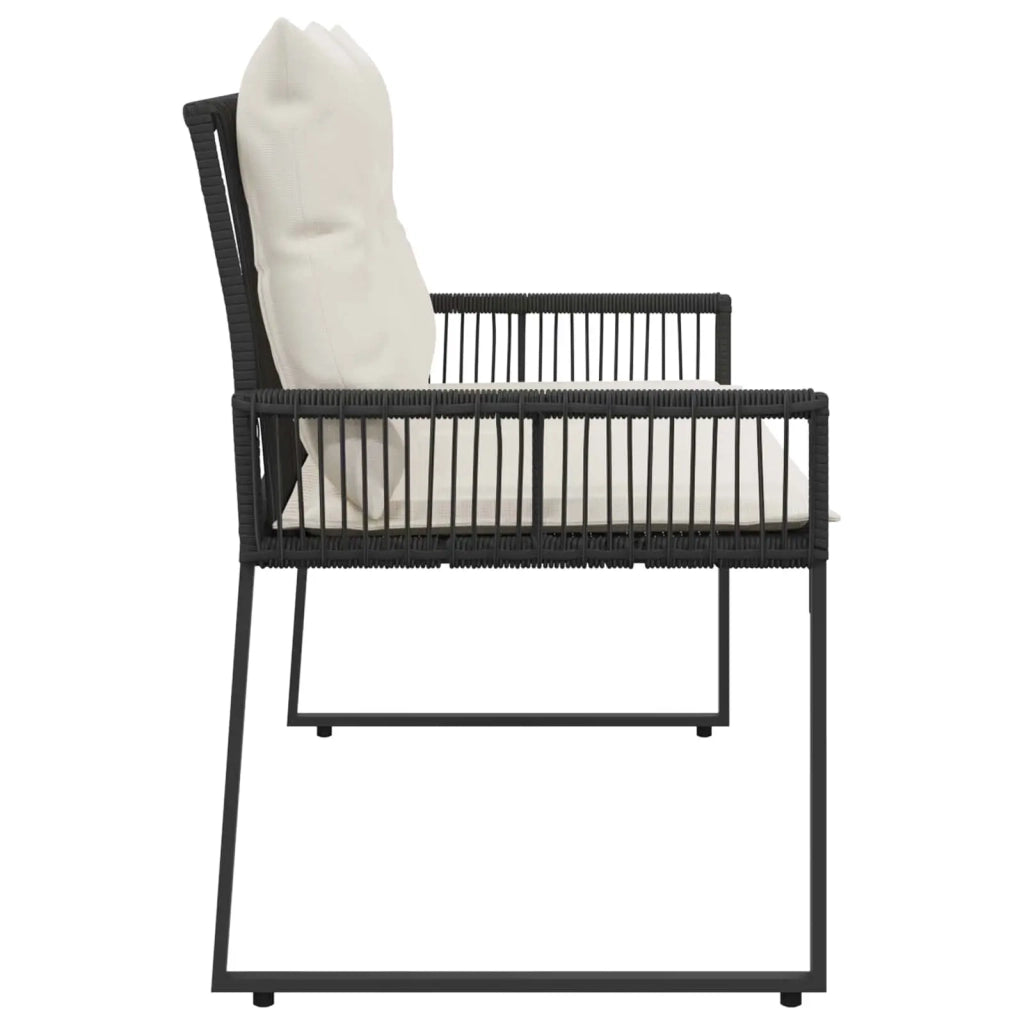 Panchina da esterno | Panchina da Giardino | Panca da Giardino 4 pz Nero e Bianco Crema polyrattan