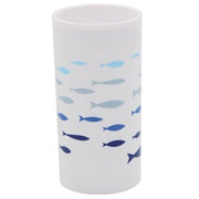 Trade Shop - Bicchiere Porta Spazzolino Bianco In Plastica Accessorio Bagno Pesciolini 69881 -