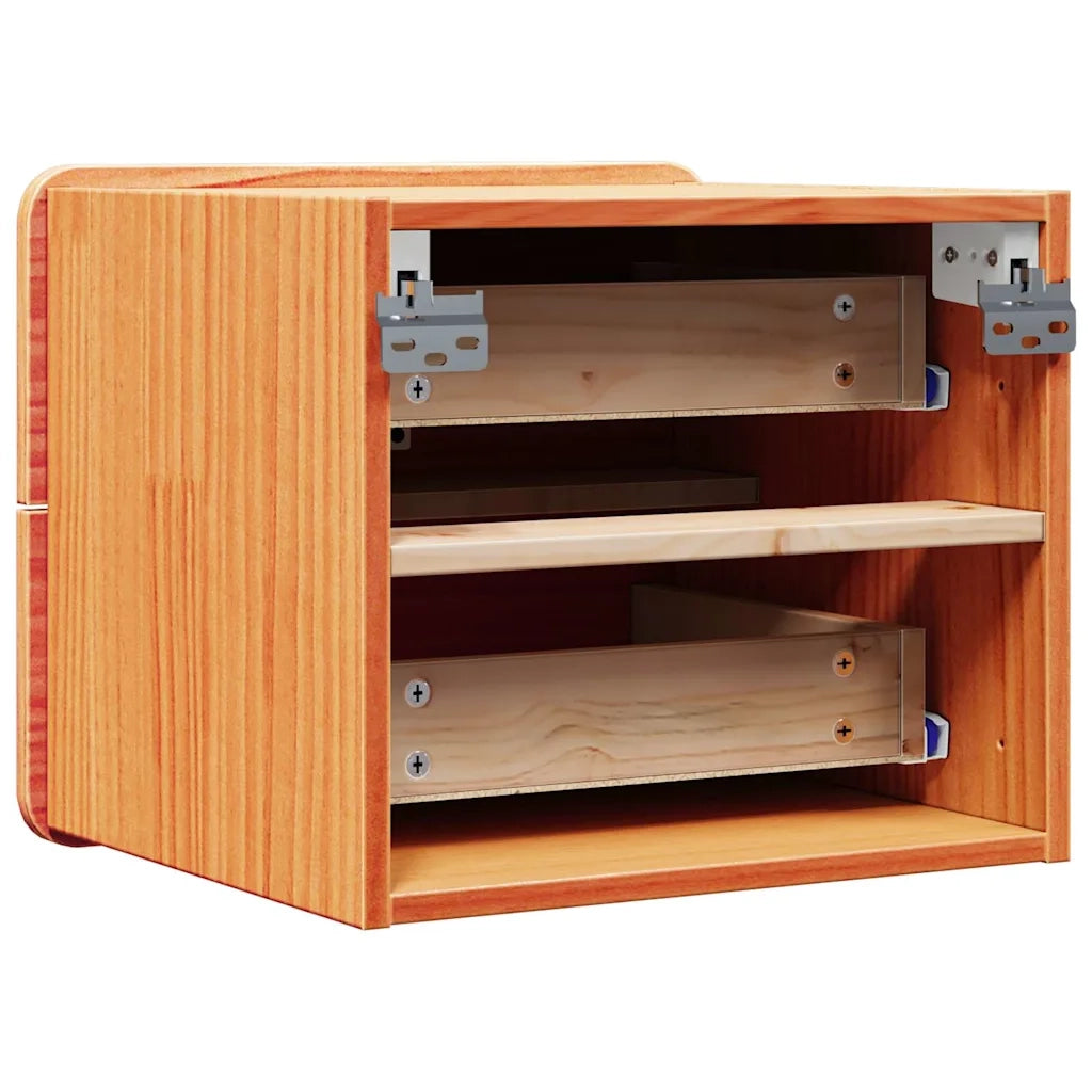 Comodino 2 pz-Set di 2 Tavolino da notte Marrone 39 x 34 x 33 cm Legno di pino massello 119755