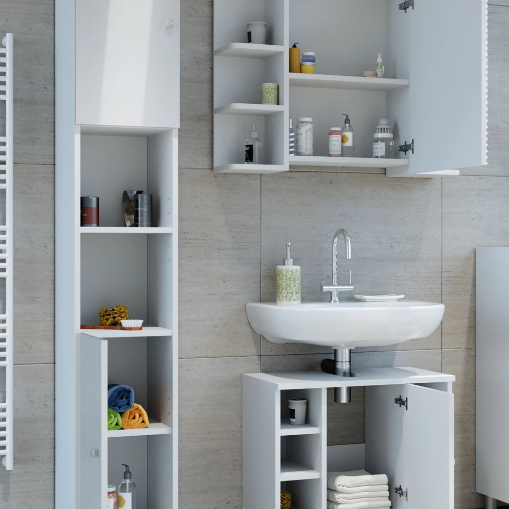 Vicco Set mobili bagno Bianco lucido 3 parti